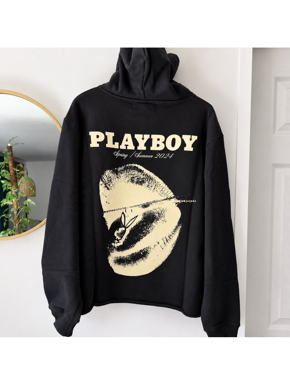Playboy Men's Black Hoody HOMME PLUS x Playboy black hoodie Size small